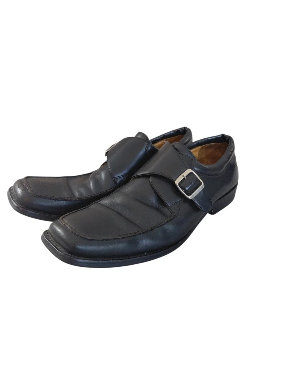 Cabke & Co. Terry Black Leather Monk Strap Dress Shoes Size 10.5
